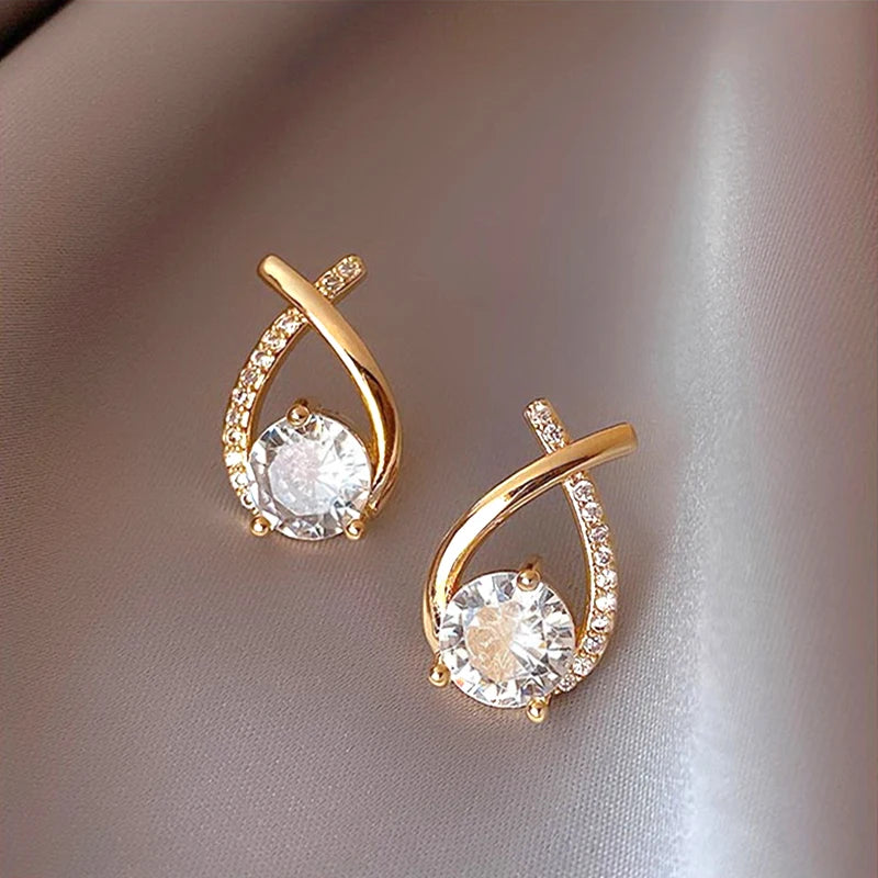 925 Silver Cross Crystal Stud Earrings for Women