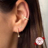 925 Silver Ear Needle Open Hug Hoops Ear Clip Earring