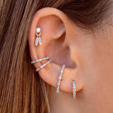 925 Silver Ear Needle Open Hug Hoops Ear Clip Earring