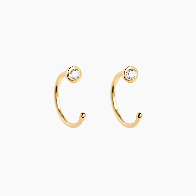 925 Silver Ear Needle Open Hug Hoops Ear Clip Earring