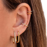 925 Silver Ear Needle Open Hug Hoops Ear Clip Earring