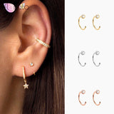 925 Silver Ear Needle Open Hug Hoops Ear Clip Earring