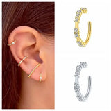 925 Silver Ear Needle Open Hug Hoops Ear Clip Earring