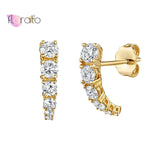 925 Silver Crystal Stud Earrings Minimalist Wedding Jewelry Gift