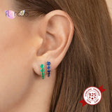 925 Silver Crystal Stud Earrings Minimalist Wedding Jewelry Gift
