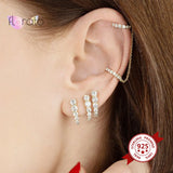 925 Silver Crystal Stud Earrings Minimalist Wedding Jewelry Gift