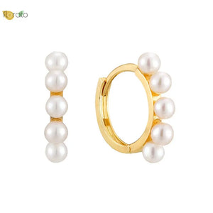925 Silver Pearls Hoop Earrings for Women Piercing Jewelry