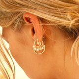 925 Silver Pearls Hoop Earrings for Women Piercing Jewelry
