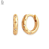 925 Silver Punk Hoop Earrings Star Zircon Jewelry