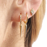 925 Silver Punk Rivet Dangle Earrings Crystal Hoop Jewelry Women