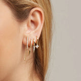 925 Silver Punk Rivet Dangle Earrings Crystal Hoop Jewelry Women
