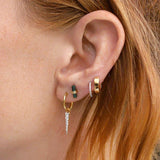 925 Silver Punk Rivet Dangle Earrings Crystal Hoop Jewelry Women