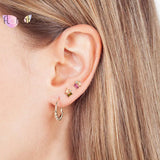 925 Silver Purple Olive CZ Stud Earring Square Crystal Jewelry Wedding