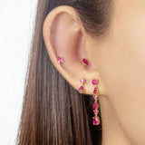 925 Silver Rainbow Crystal Stud Earrings Zircon Women Birthday