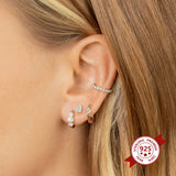 925 Silver Rainbow Crystal Stud Earrings Zircon Women Birthday