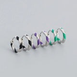 925 Silver Geometric Enamel CZ Earrings