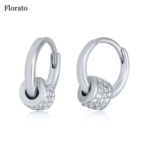 925 Silver Geometric Enamel CZ Earrings