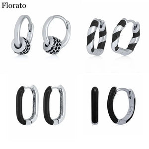 925 Silver Geometric Enamel CZ Earrings