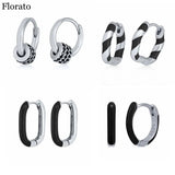 925 Silver Geometric Enamel CZ Earrings
