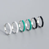 925 Silver Geometric Enamel CZ Earrings
