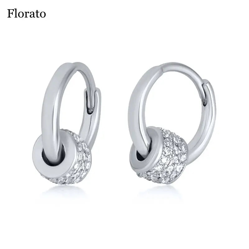 925 Silver Geometric Enamel CZ Earrings
