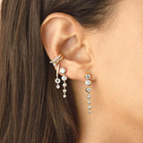 925 Silver Tassel Earrings with Zircon, Plated Earring for Women