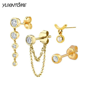 925 Silver Tassel Earrings with Zircon, Plated Earring for Women