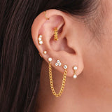 925 Silver Tassel Earrings with Zircon, Plated Earring for Women