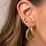925 Silver Snake Hoop Earrings Black/Purple/Rose Red/Green CZ Animal Jewelry