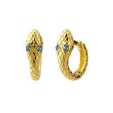 925 Silver Snake Hoop Earrings Black/Purple/Rose Red/Green CZ Animal Jewelry