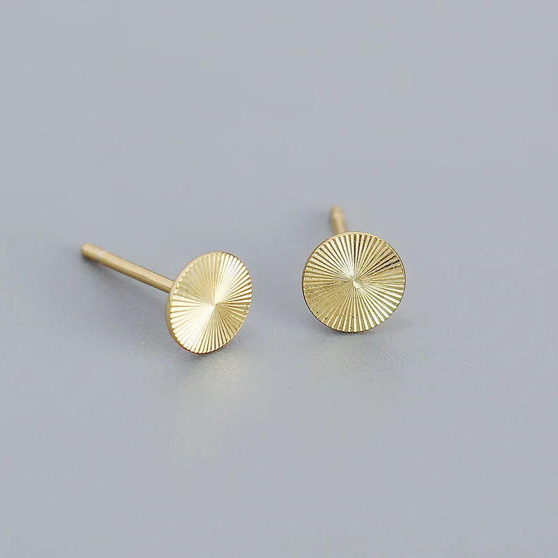 925 Silver Spiral Circle Earrings Minimalist Studs Women Party Jewelry