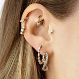 925 Sterling Silver CZ Zircon Ear Studs Geometric Earrings