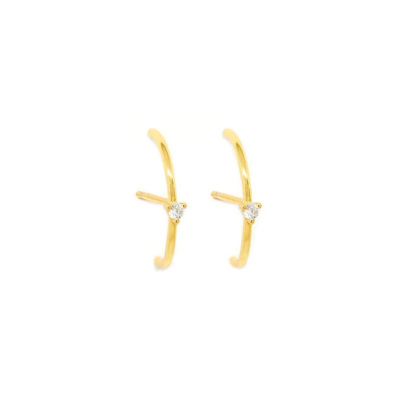 925 Sterling Silver CZ Zircon Ear Studs Geometric Earrings