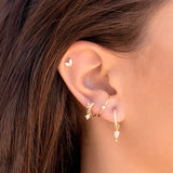 925 Sterling Silver CZ Zircon Ear Studs Geometric Earrings