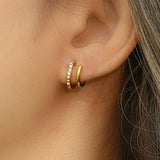 925 Sterling Silver CZ Zircon Ear Studs Geometric Earrings