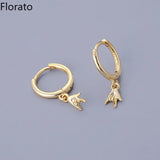 Sterling Silver Rock Hands Gesture CZ Drop Earring