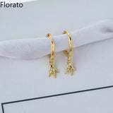 Sterling Silver Rock Hands Gesture CZ Drop Earring