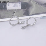 Sterling Silver Rock Hands Gesture CZ Drop Earring