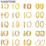 925 Silver Vintage Hoop Earring for Women Geometric Party Jewelry Gift