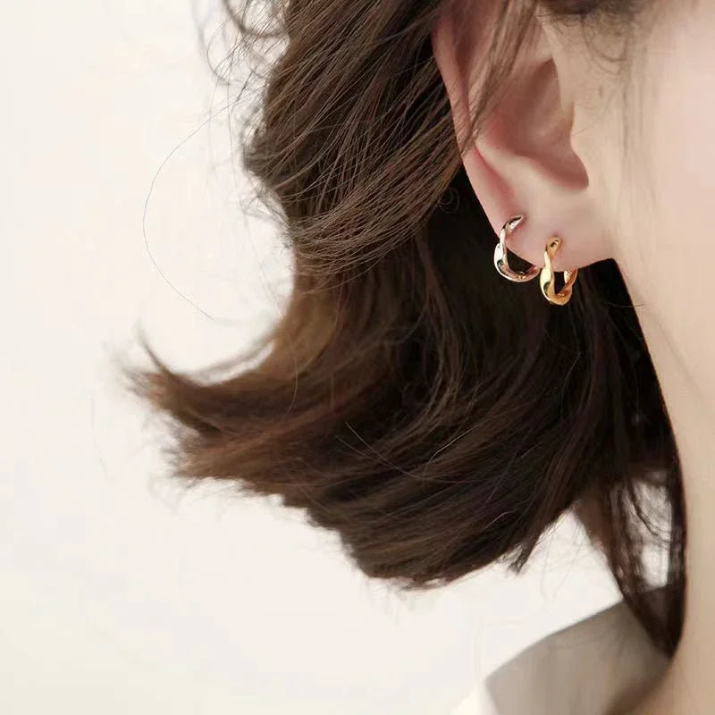 925 Silver Vintage Hoop Earring for Women Geometric Party Jewelry Gift