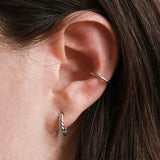 925 Silver Vintage Small Hoop Earring Geometric Round Silver Earrings
