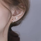 925 Silver Vintage Small Hoop Earring Geometric Round Silver Earrings