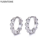 925 Silver Vintage Small Hoop Earring Geometric Round Silver Earrings