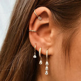 925 Silver Water Drop Zircon Chain Hoop Earrings