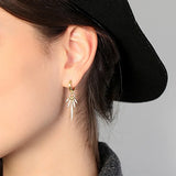 925 Silver Water Drop Zircon Chain Hoop Earrings