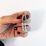 925 Silver Water Drop Zircon Chain Hoop Earrings