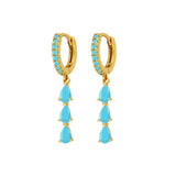 925 Silver Water Drop Zircon Chain Hoop Earrings
