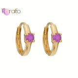 925 Silver Ear Needle Mini Zircon Hoop Earrings for Women