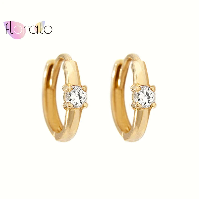 925 Silver Ear Needle Mini Zircon Hoop Earrings for Women