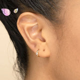 925 Silver Ear Needle Mini Zircon Hoop Earrings for Women